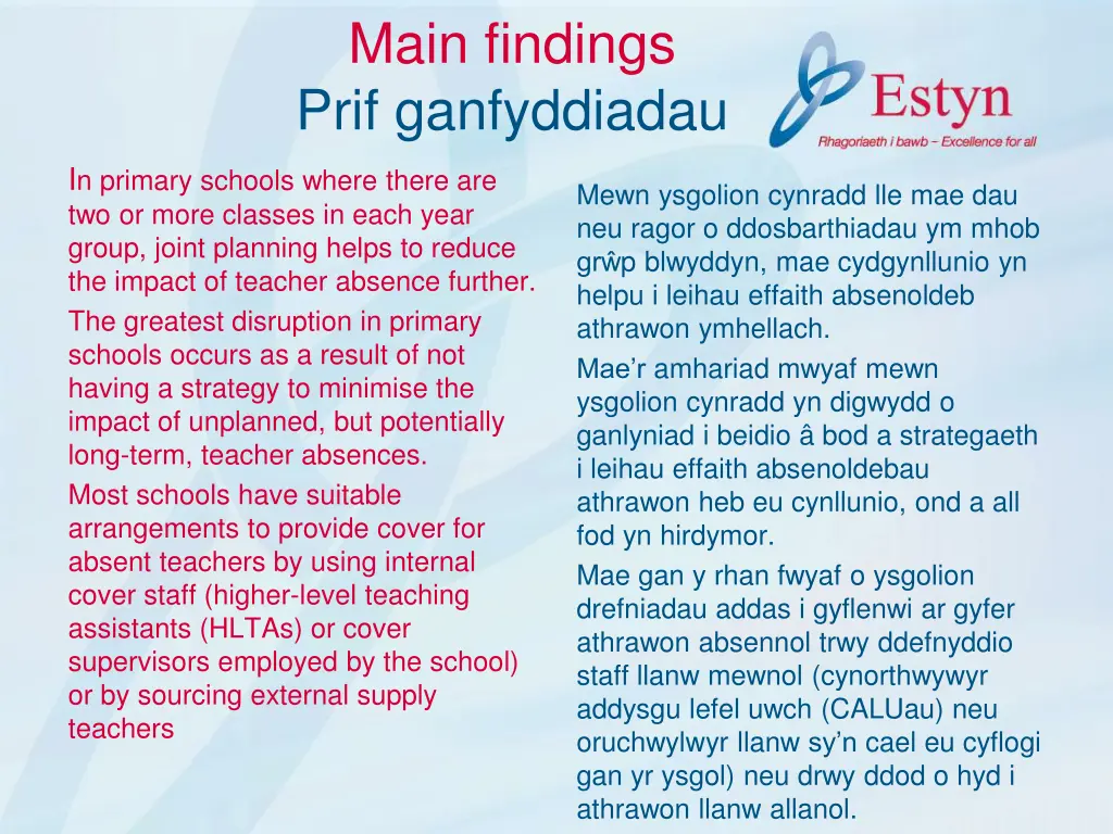 main findings prif ganfyddiadau 4