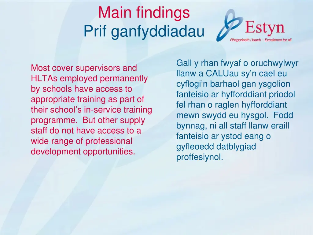 main findings prif ganfyddiadau 9