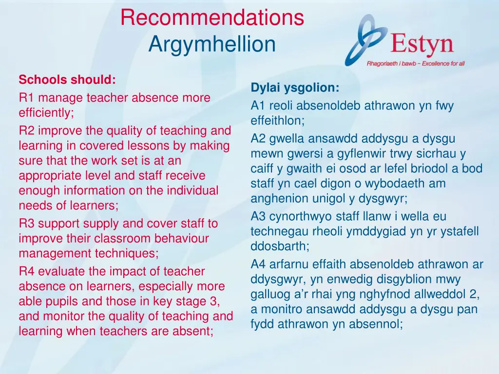 recommendations argymhellion