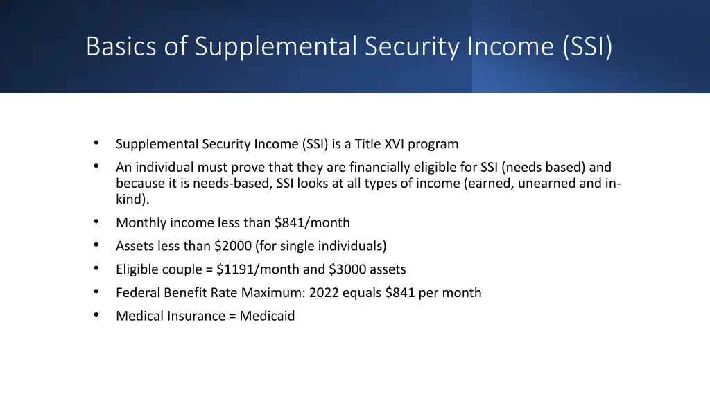 basics of supplemental security income ssi
