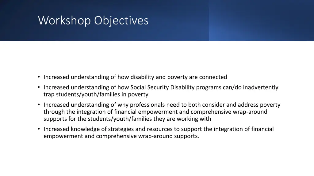 workshop objectives
