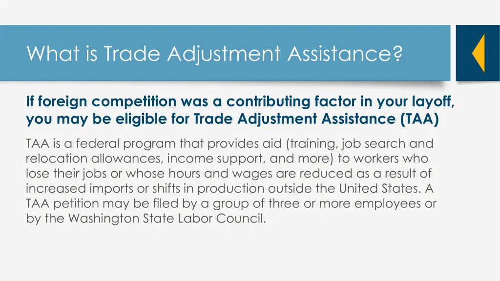 what is trade adjustment assistance