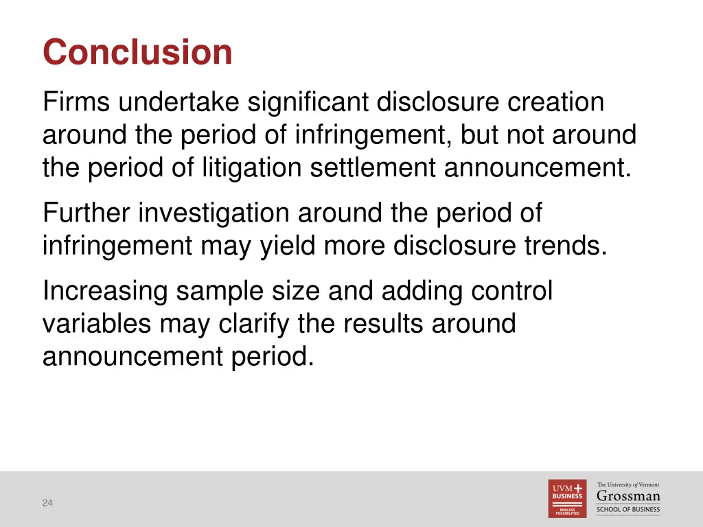 conclusion firms undertake significant disclosure