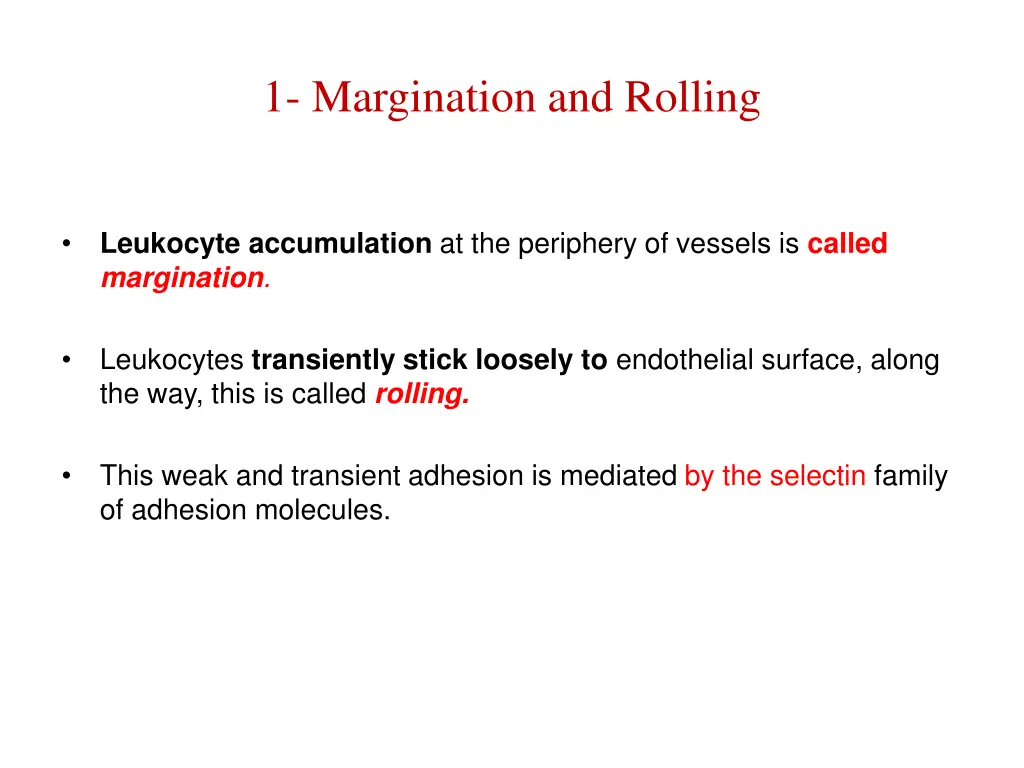 1 margination and rolling