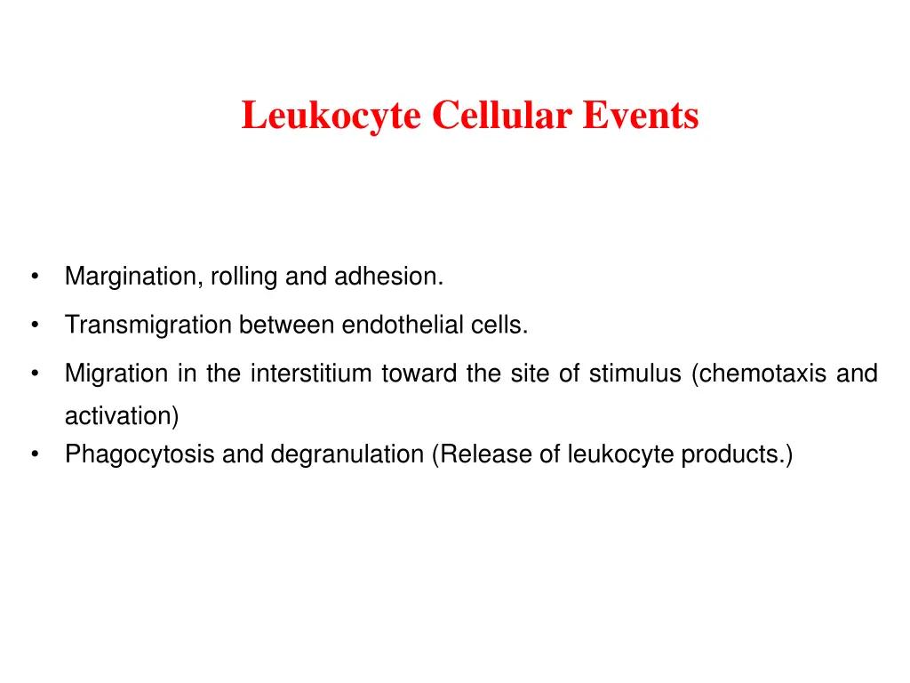 leukocyte cellular events