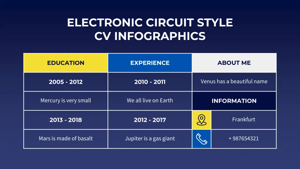 electronic circuit style cv infographics 24