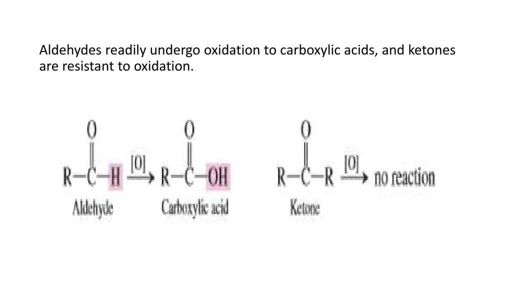 aldehydes readily undergo oxidation to carboxylic