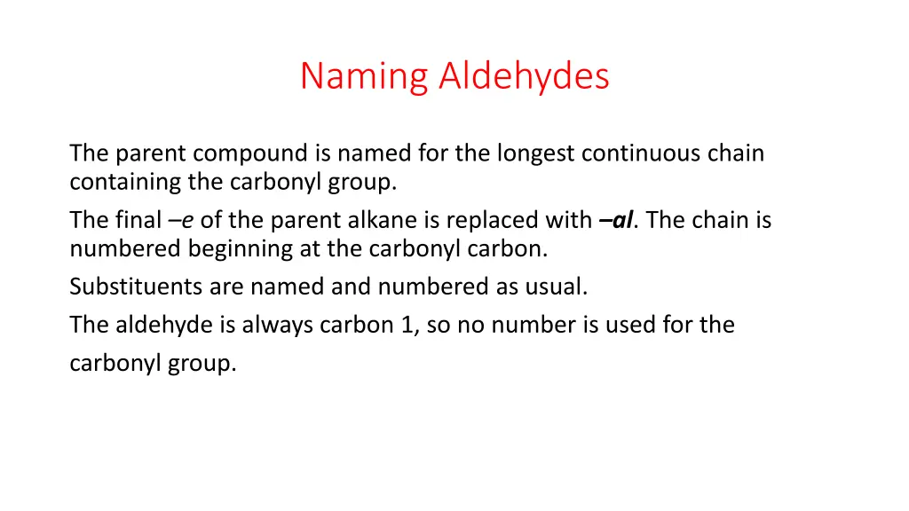naming aldehydes