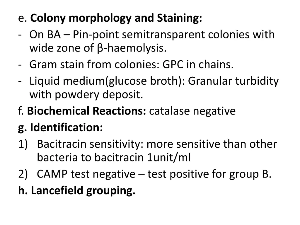 e colony morphology and staining on ba pin point