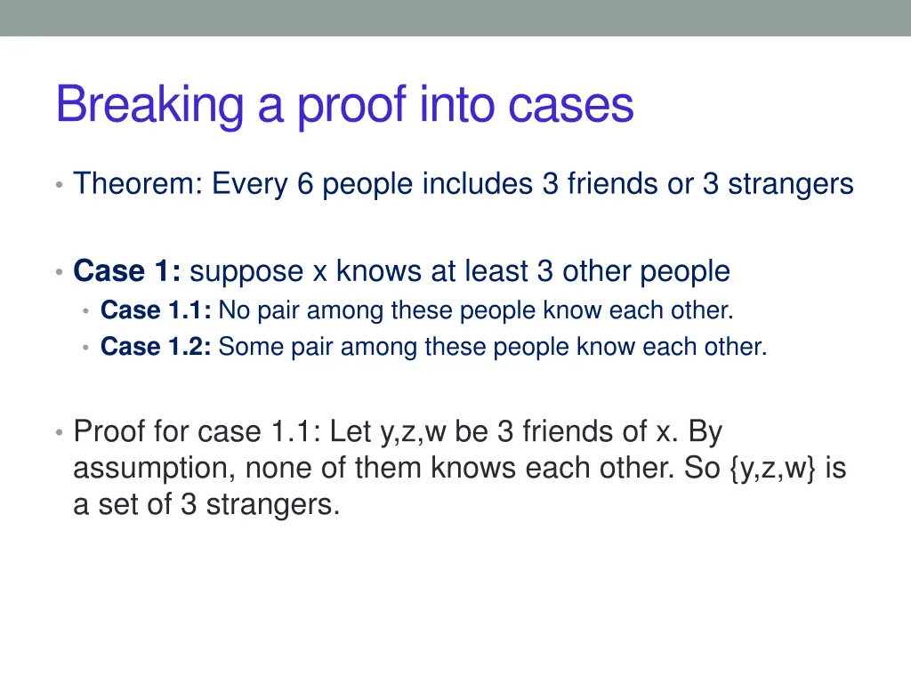 breaking a proof into cases 2
