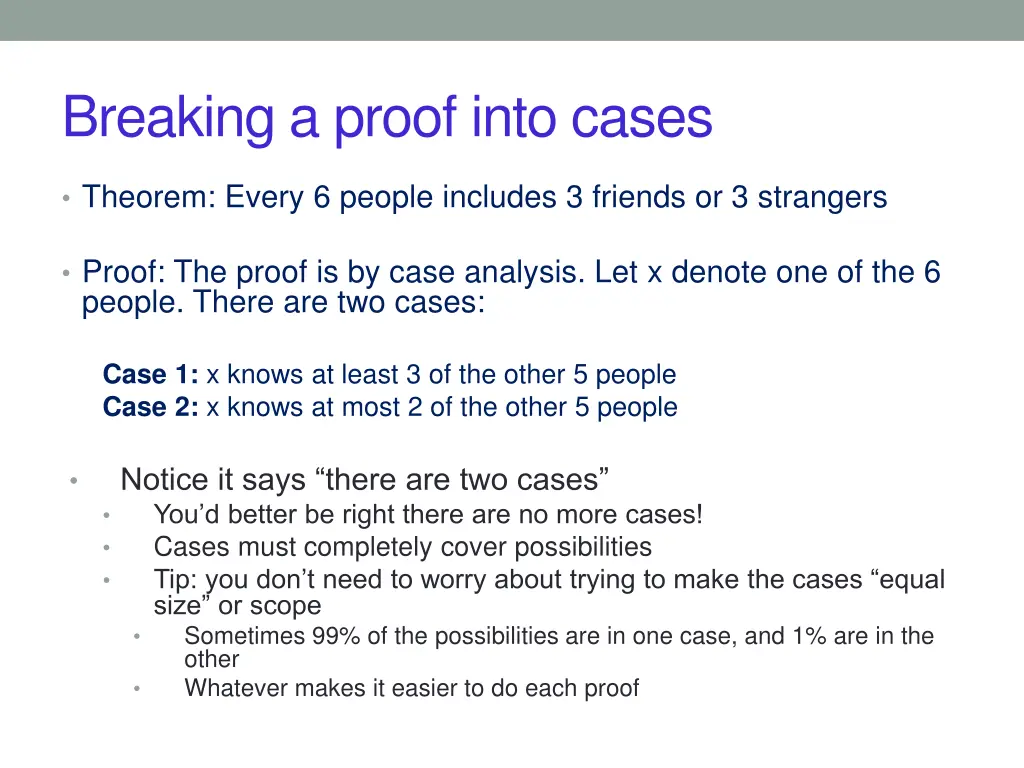 breaking a proof into cases