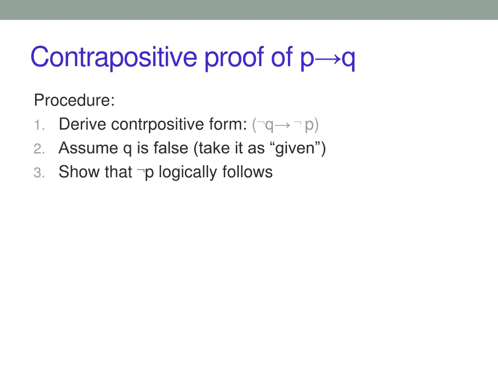 contrapositive proof of p q