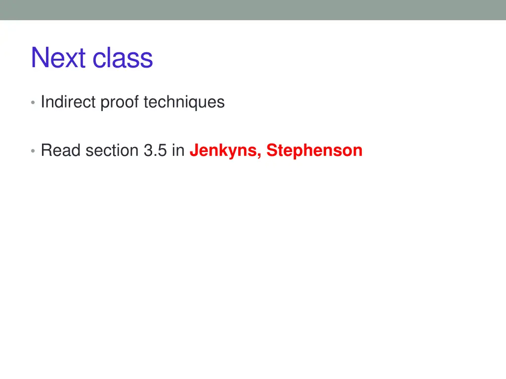 next class