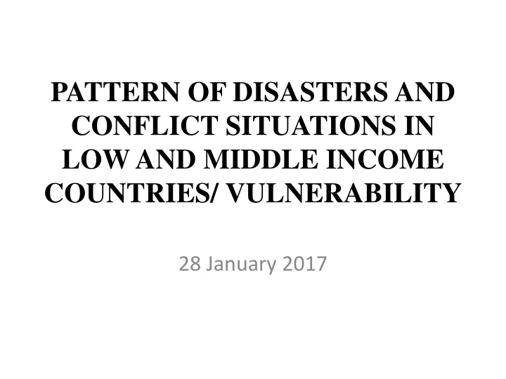 pattern of disasters and conflict situations