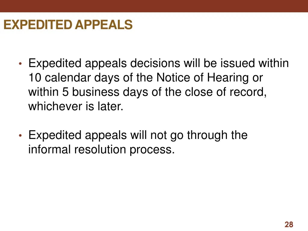 expedited appeals 1