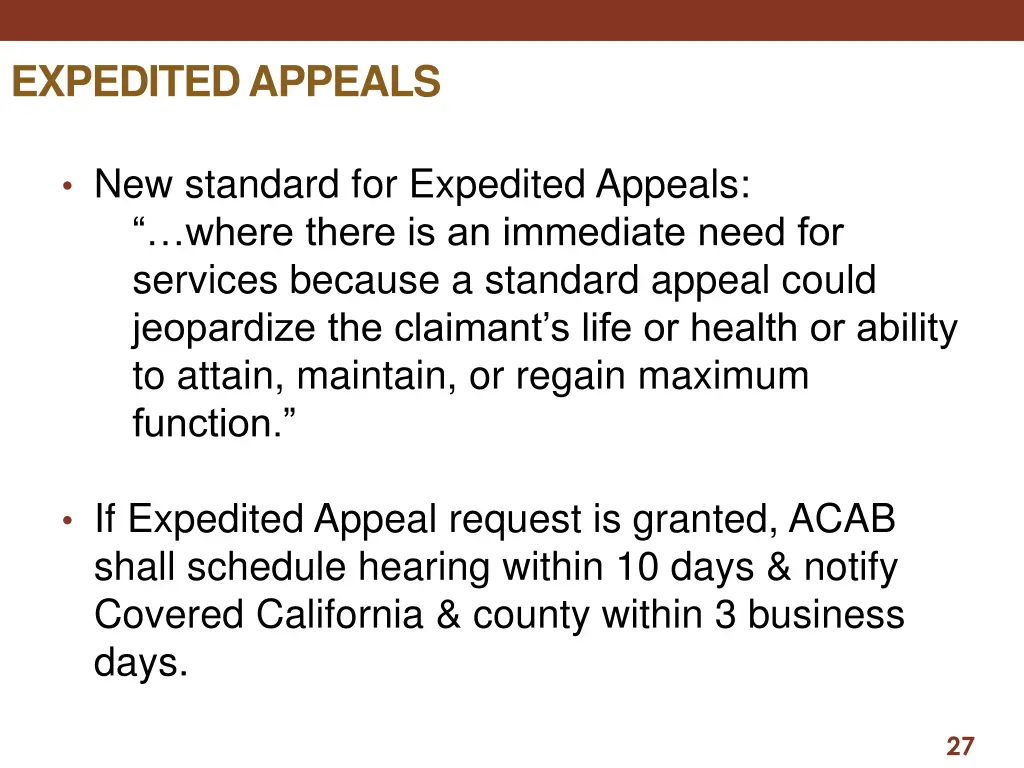 expedited appeals