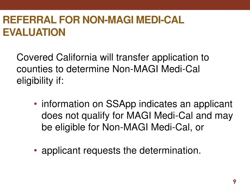 referral for non magi medi cal evaluation