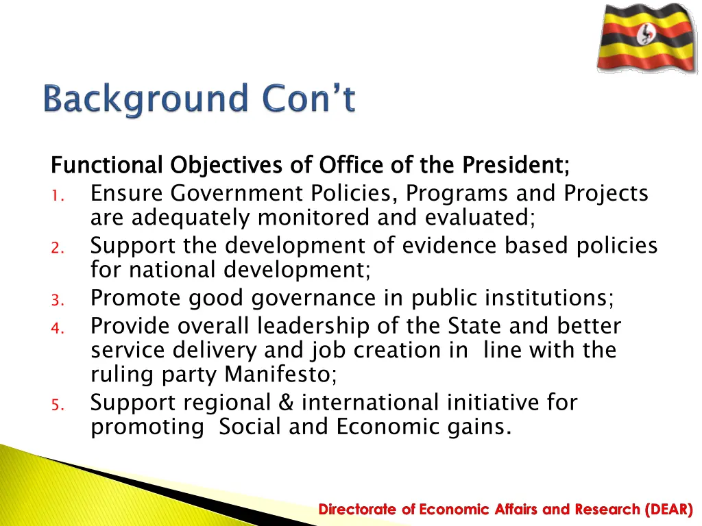 functional objectives of office of the 1 ensure