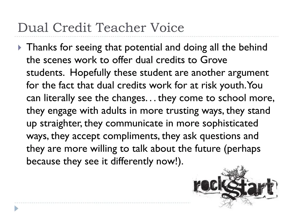 dual credit teacher voice