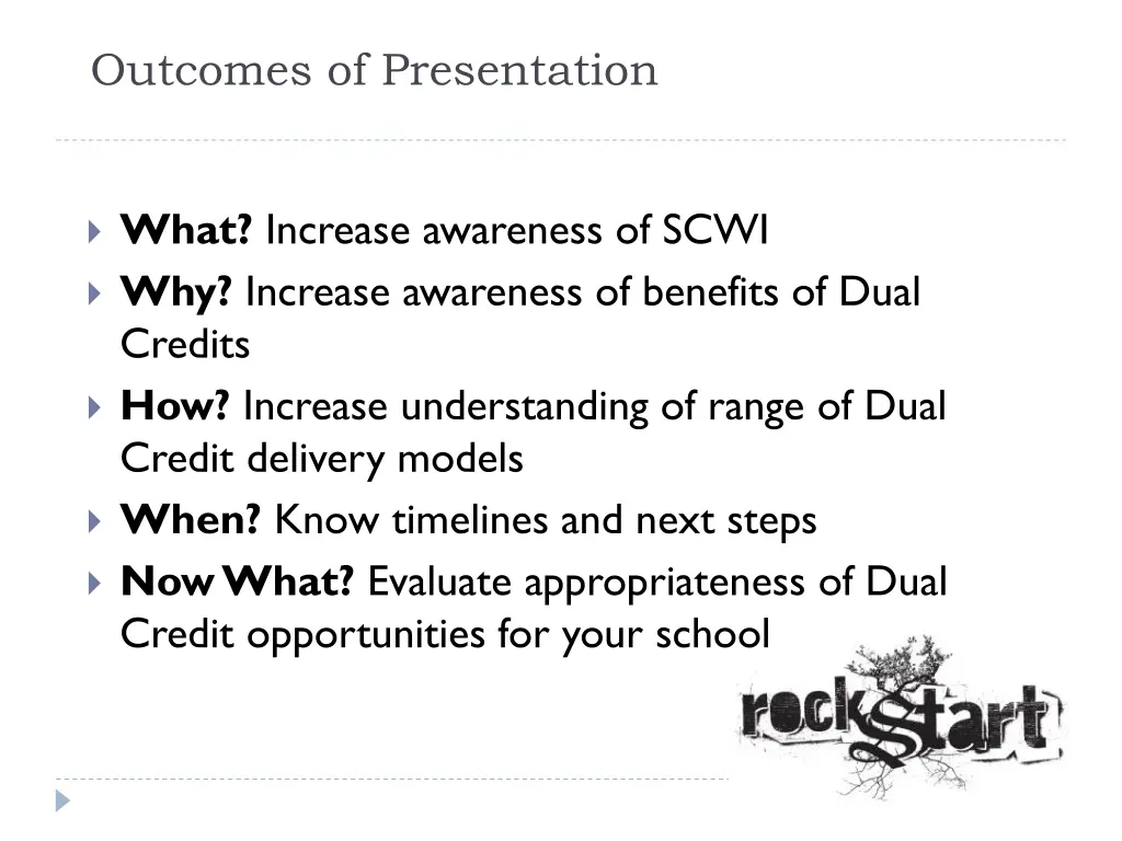 outcomes of presentation