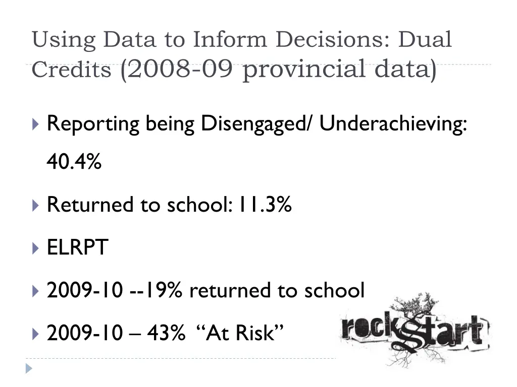using data to inform decisions dual credits 2008