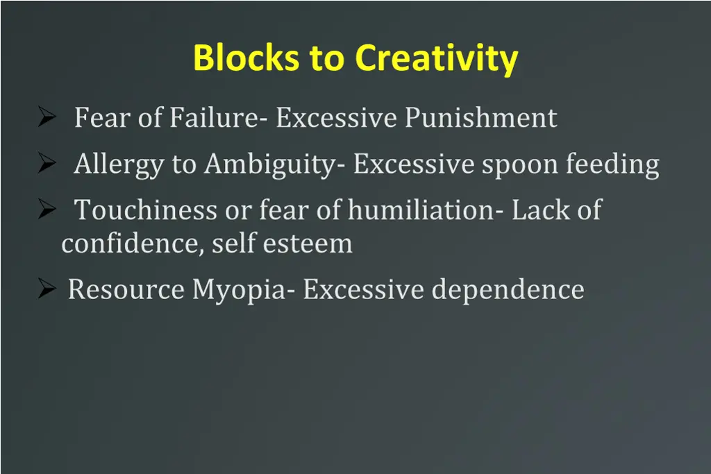 blocks to creativity