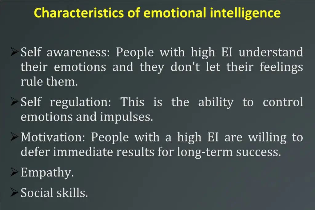 characteristics of emotional intelligence