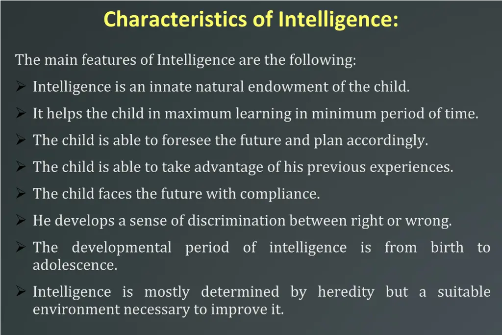 characteristics of intelligence
