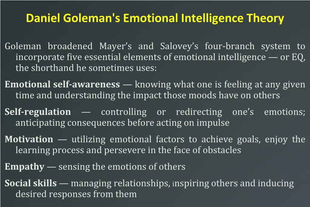 daniel goleman s emotional intelligence theory