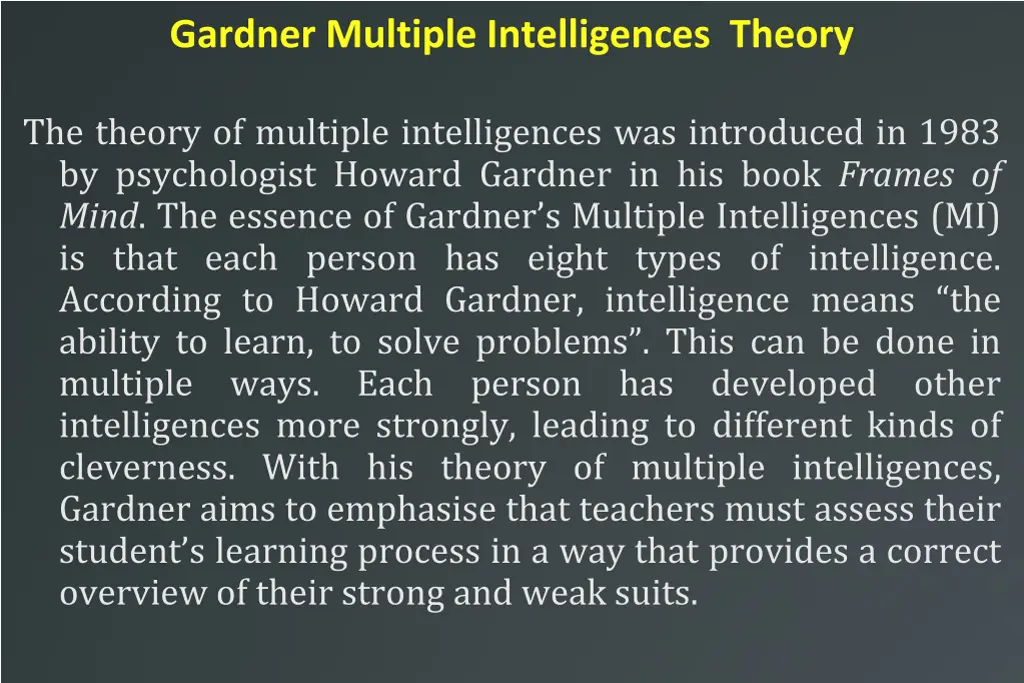 gardner multiple intelligences theory