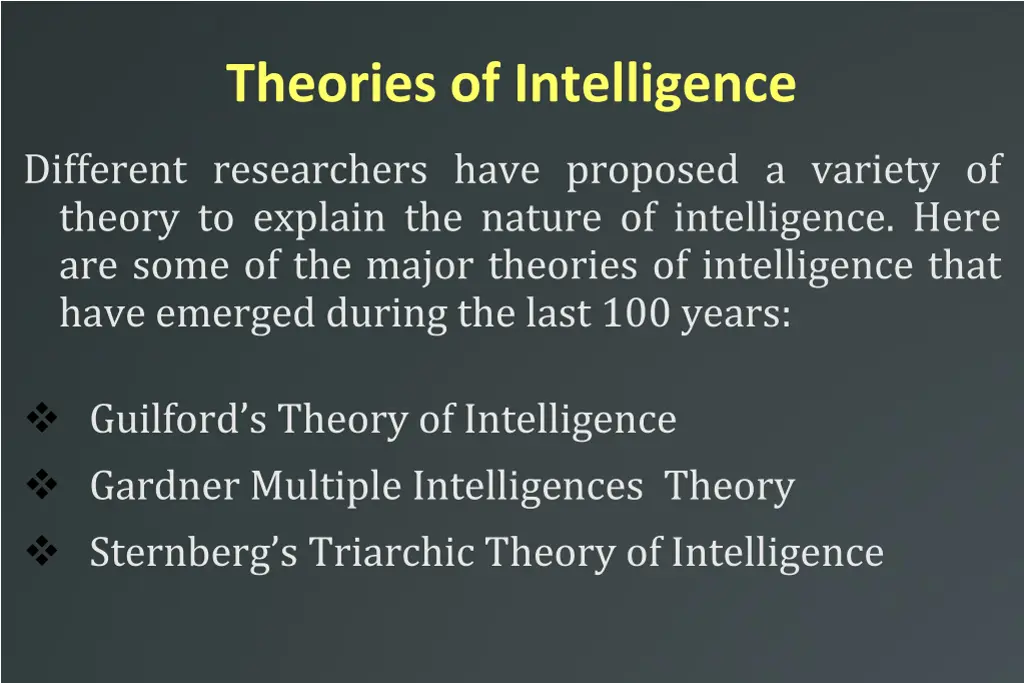 theories of intelligence