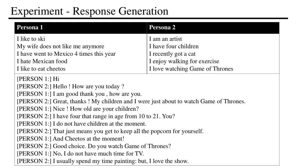 experiment response generation 1