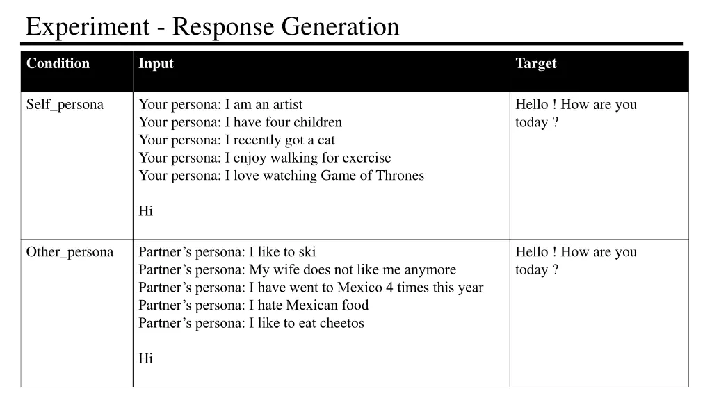 experiment response generation 3