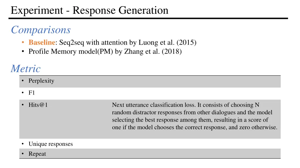 experiment response generation