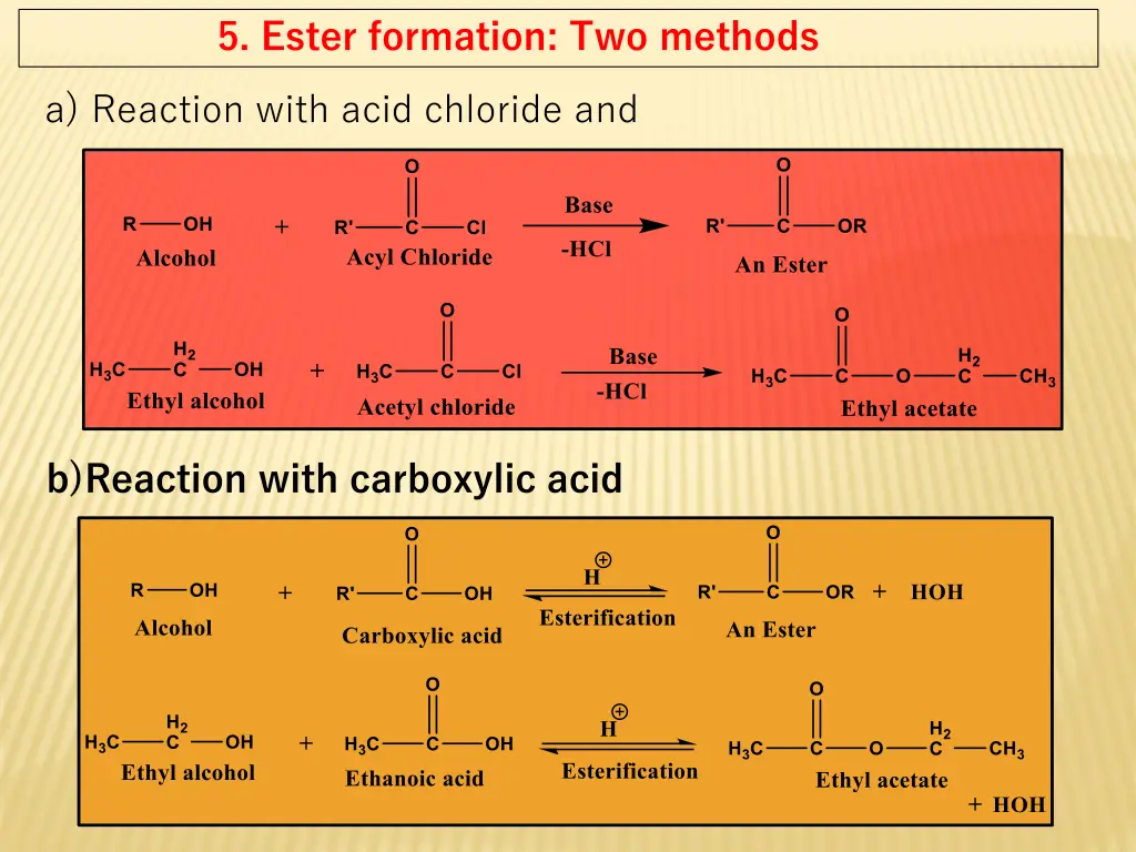 5 ester formation two methods