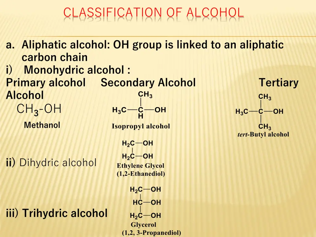 classification of alcohol
