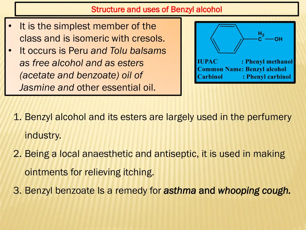 structure and uses structure and uses of benzyl