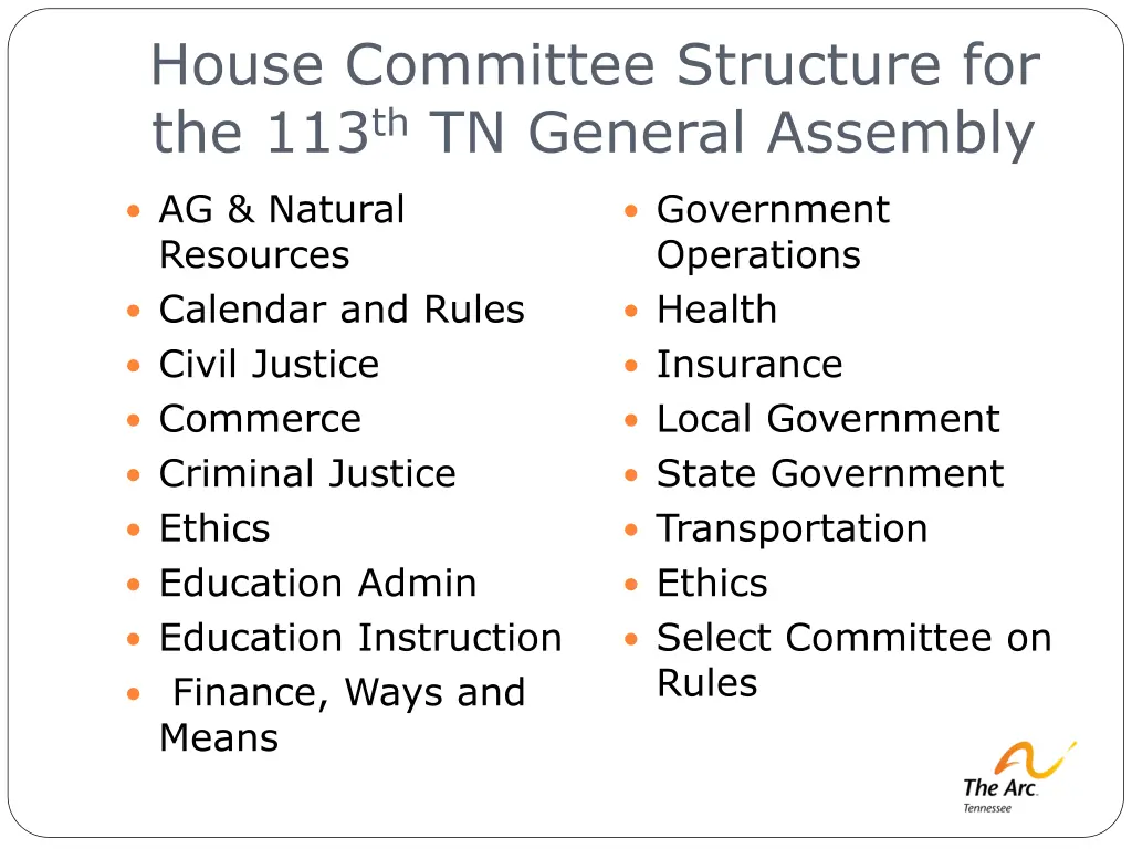 house committee structure