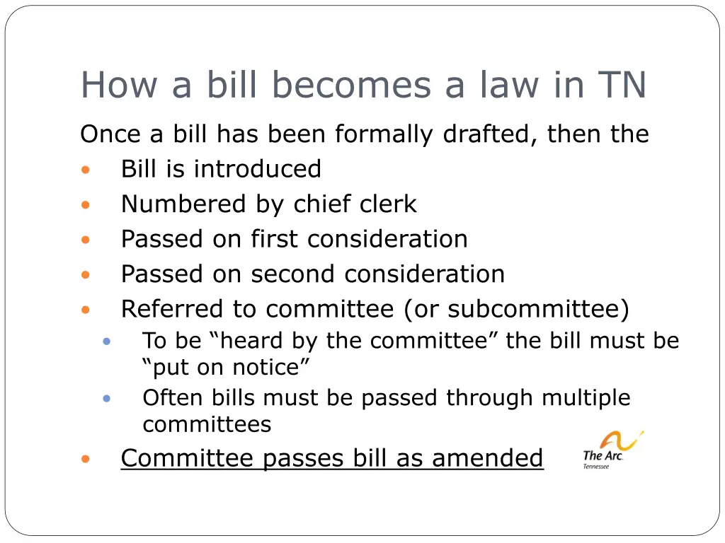 how a bill becomes a law in tn