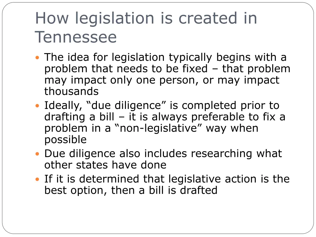 how legislation is created in tennessee the idea