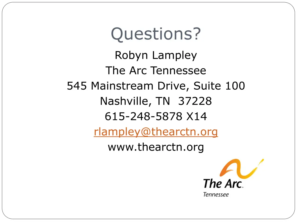 questions robyn lampley the arc tennessee