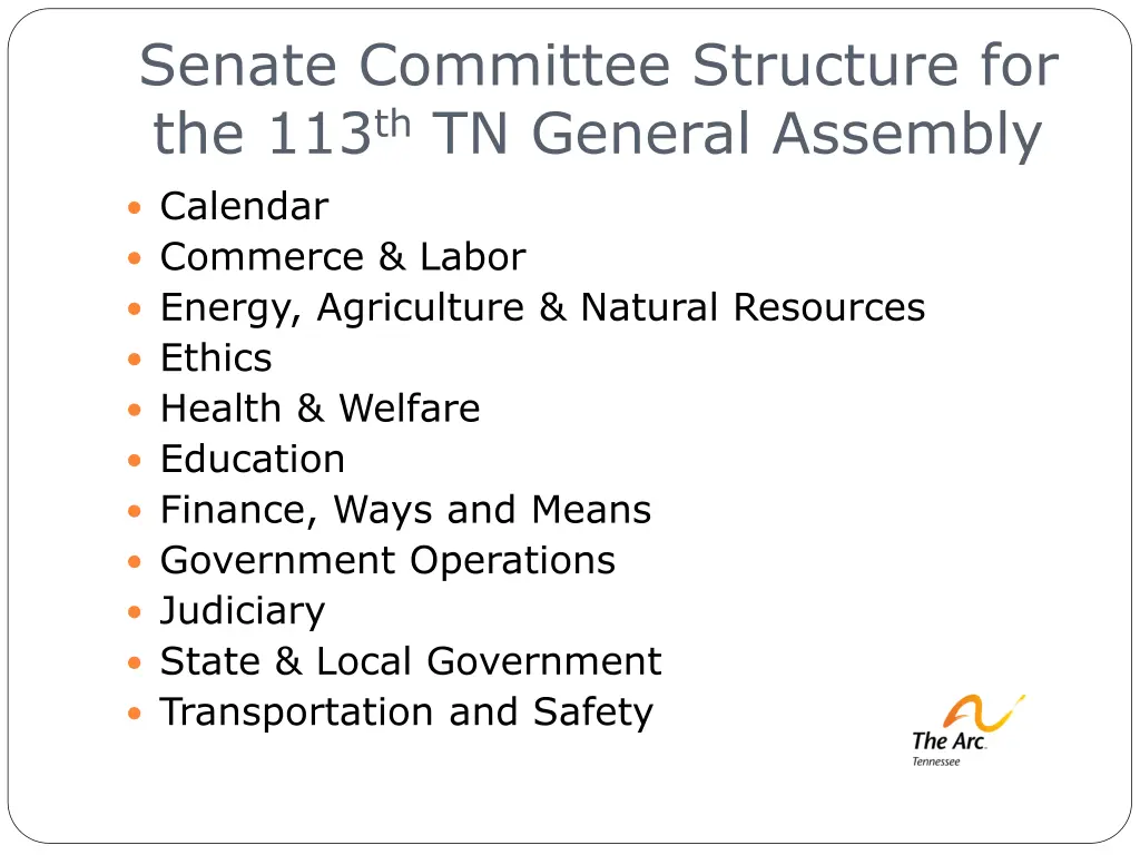 senate committee structure
