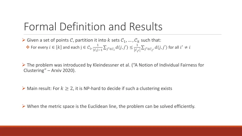formal definition and results
