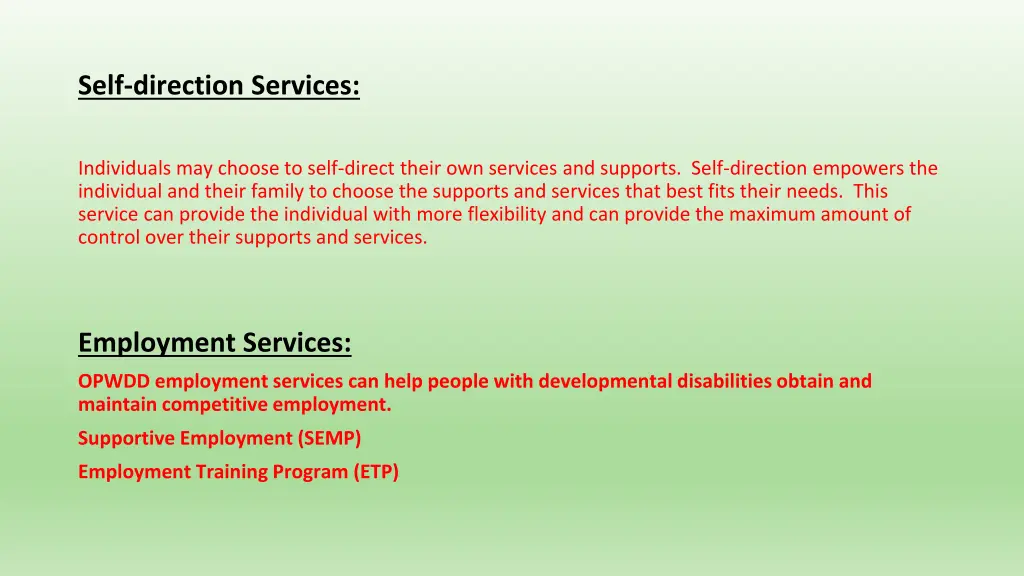 self direction services