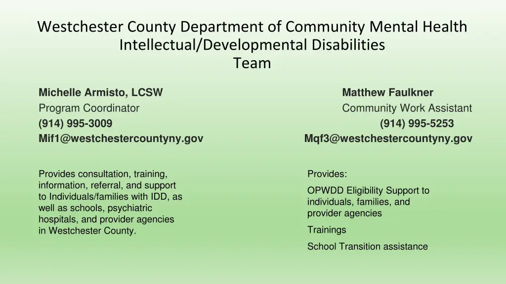 westchester county department of community mental