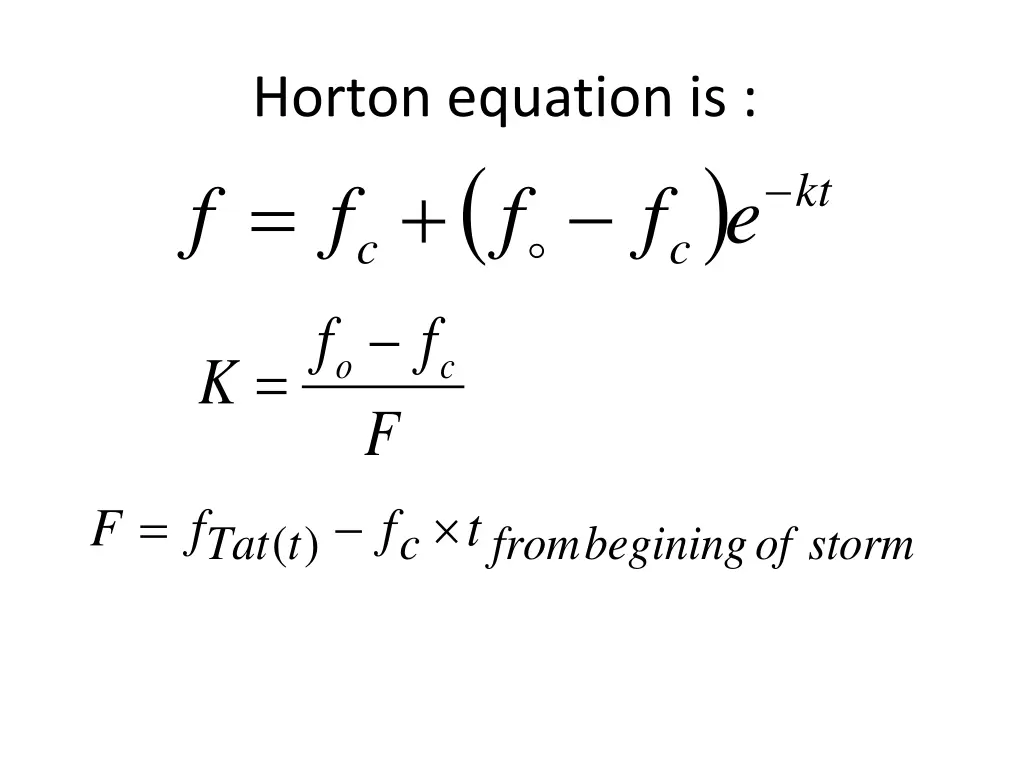horton equation is c f f f f c