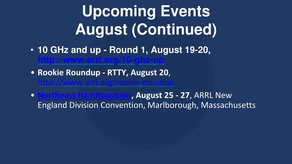upcoming events august continued