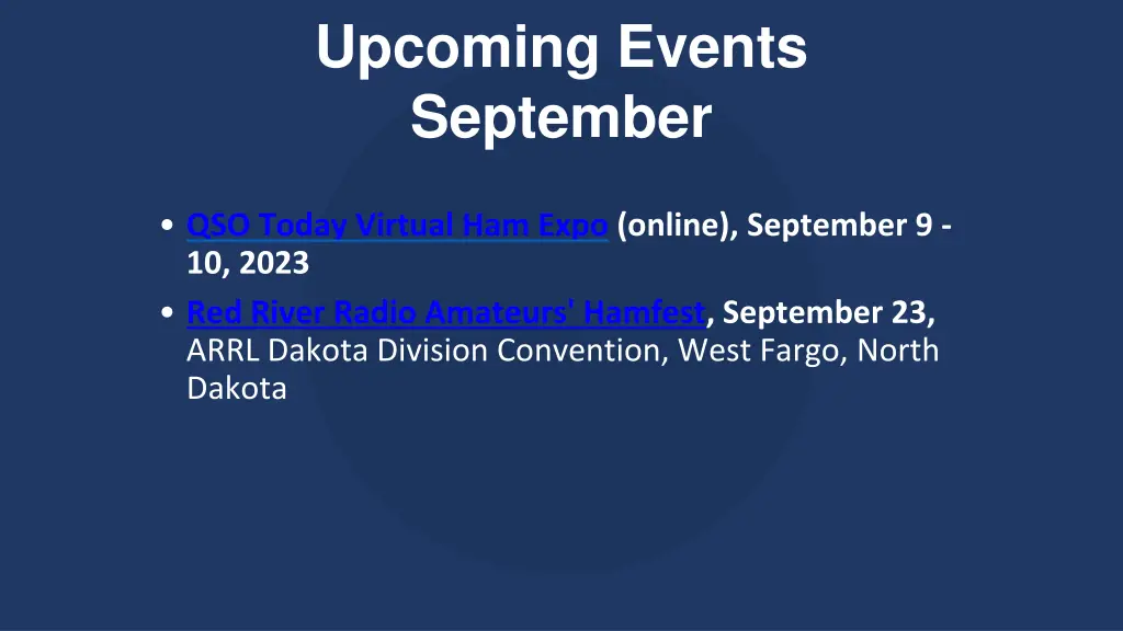 upcoming events september