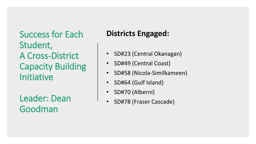 districts engaged