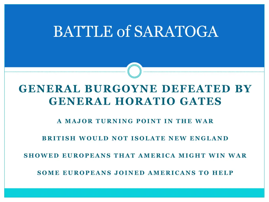 battle of saratoga